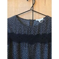 Sandro Robe Droite Microprint & Dentelle Noir -ModeChic Magasin 103185 3