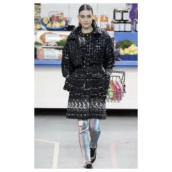 CHANEL Fall 2014 ROBE MANTEAU EN TWEED FANTAISIE MULTICOLORE SUPERMARCHÉ Noir -ModeChic Magasin 237159 5