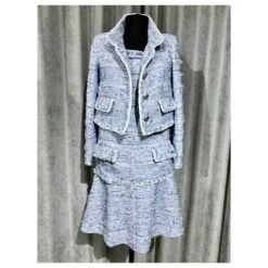 Chanel 12Veste + Robe En Tweed K $ Bleu -ModeChic Magasin 258237 3