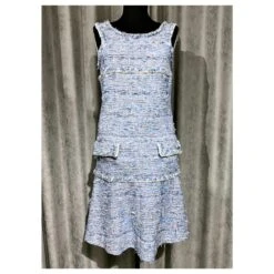 Chanel 12Veste + Robe En Tweed K $ Bleu -ModeChic Magasin 258237 4