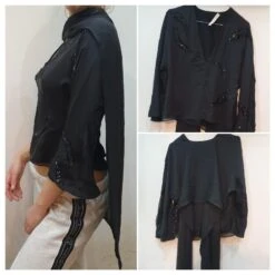 Valentino Garavani Robe Chemise Blouson Valentino Noir -ModeChic Magasin 260255 6