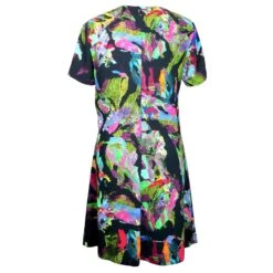 Robe De Cocktail Versus Versace à Imprimé Fluro Abstrait Avec épingle à Nourrice Multicolore -ModeChic Magasin 401695 4