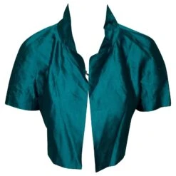 Boléro Et Robe Max Mara En Soie Bleue -ModeChic Magasin 411964 3