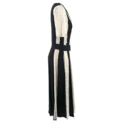 Stella Mc Cartney Robe Stella McCartney En Dentelle Blanche Et Rayures Noires Avec Zip Asymétrique -ModeChic Magasin 425914 3
