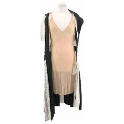 Stella Mc Cartney Robe Stella McCartney En Dentelle Blanche Et Rayures Noires Avec Zip Asymétrique -ModeChic Magasin 425914 5