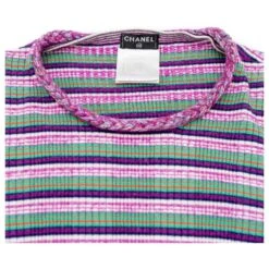 Robe Chanel En Maille Rayée Rose & Verte Multicolore -ModeChic Magasin 474347 6