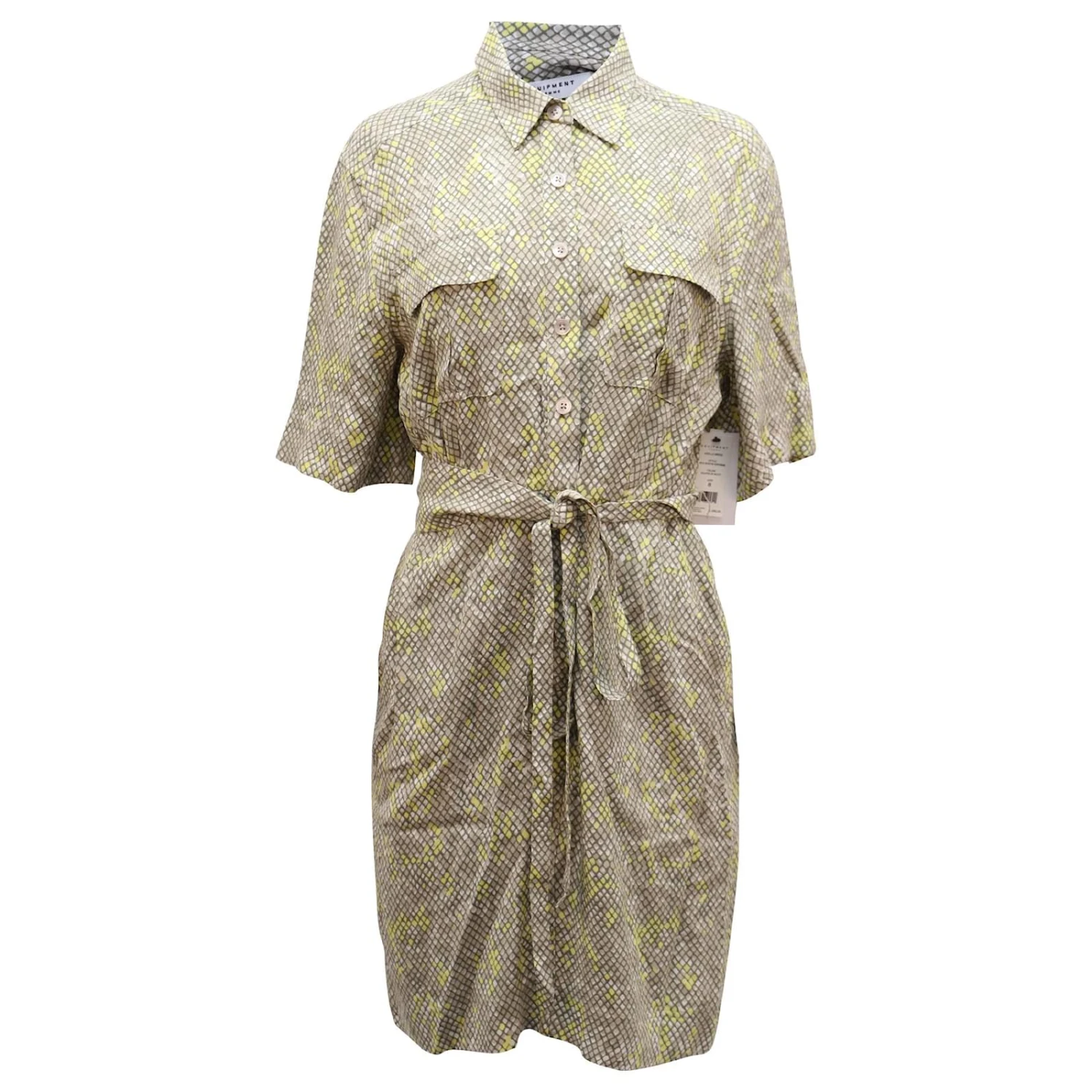 Equipment Axelle Robe En Crêpe Imprimée à Ceinture En Viscose Multicolore Gris 3 Equipment Axelle Robe En Crêpe Imprimée à Ceinture En Viscose Multicolore Gris – Image 3