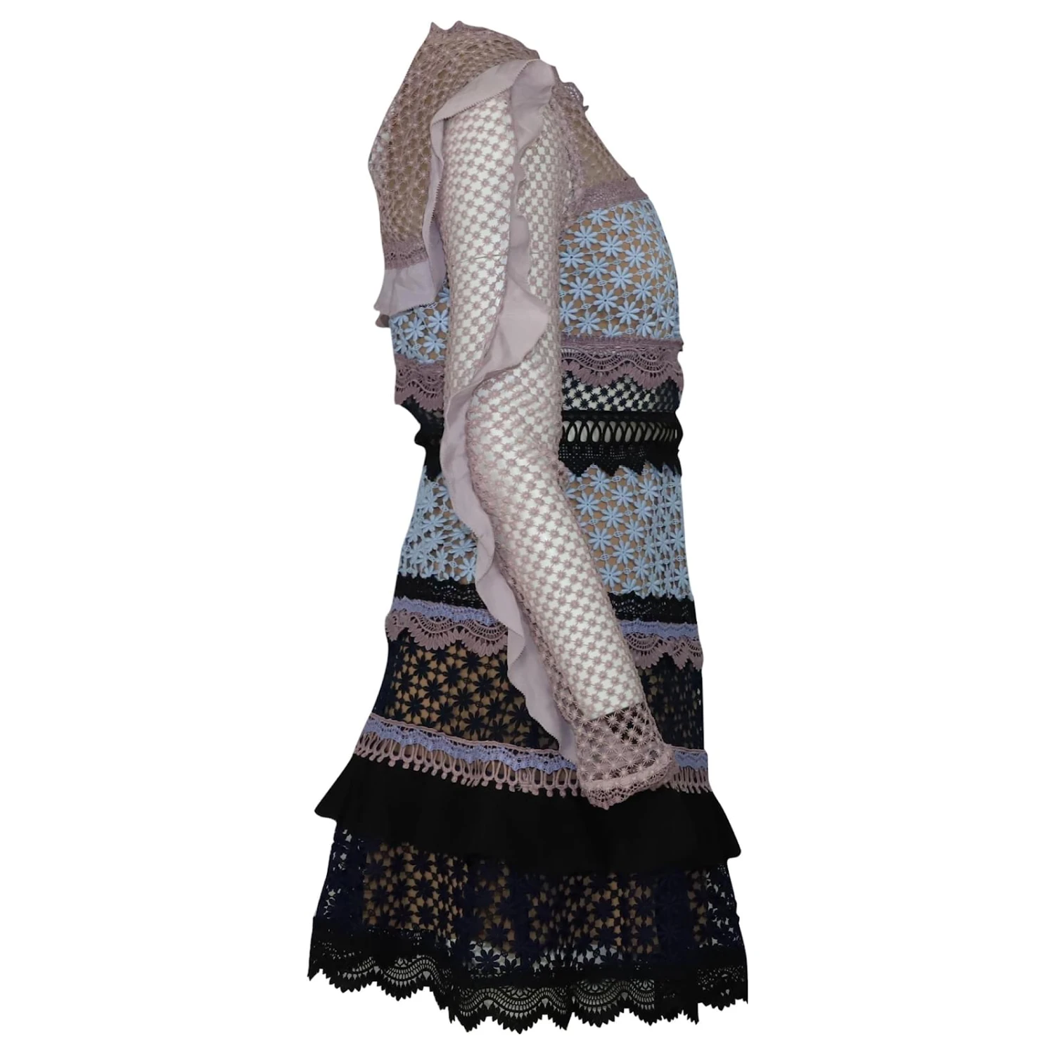 Self Portrait Self-Portrait Bellis Robe En Dentelle à Panneaux Contrastants En Polyester Multicolore 3 Self Portrait Self-Portrait Bellis Robe En Dentelle à Panneaux Contrastants En Polyester Multicolore – Image 3