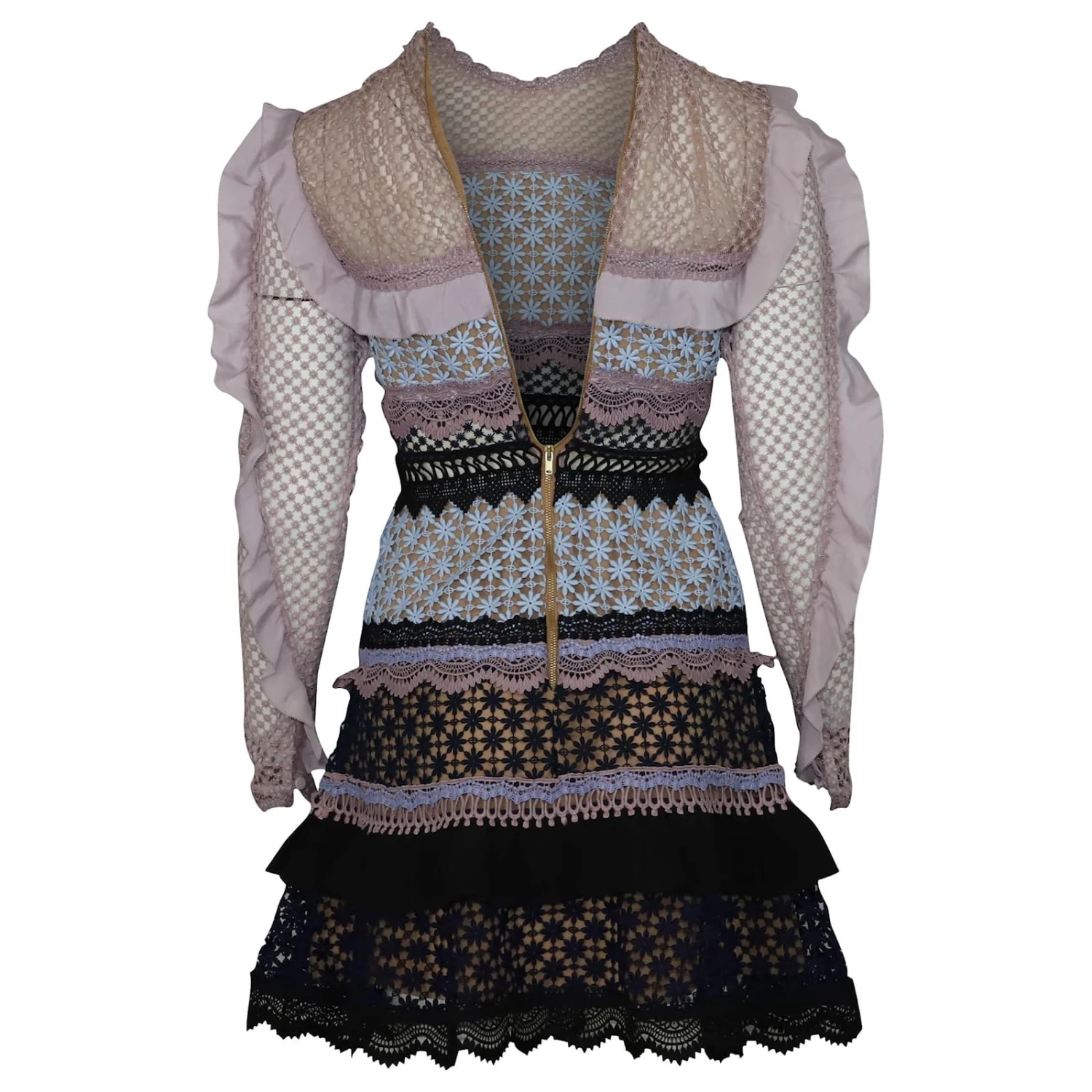 Self Portrait Self-Portrait Bellis Robe En Dentelle à Panneaux Contrastants En Polyester Multicolore 4 Self Portrait Self-Portrait Bellis Robe En Dentelle à Panneaux Contrastants En Polyester Multicolore – Image 4