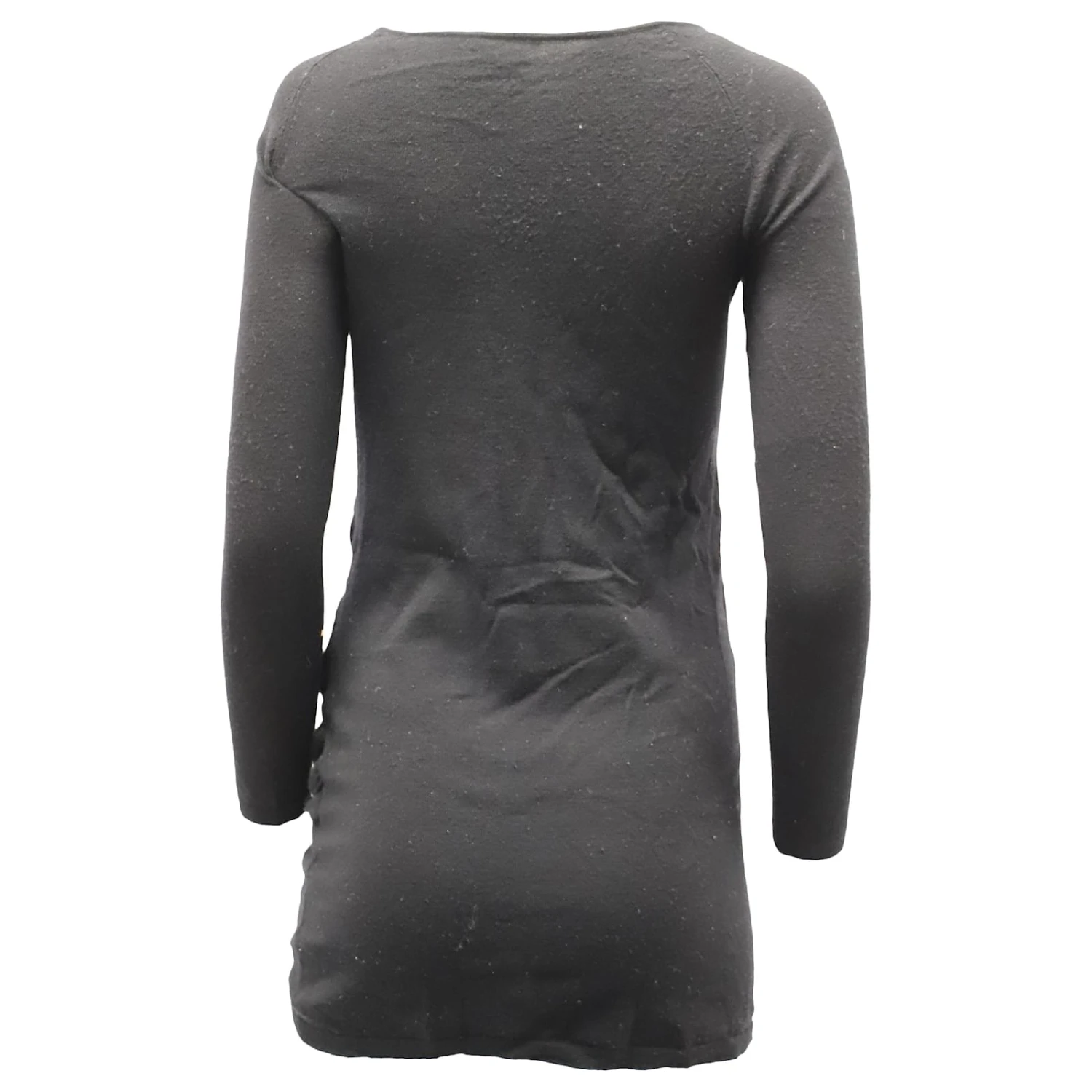 Theory Robe Drapée En Jersey à Manches Longues En Laine Noire 2 Theory Robe Drapée En Jersey à Manches Longues En Laine Noire – Image 2