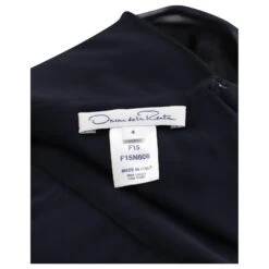 Oscar De La Renta Robe Bordée De Dentelle En Soie Bleue Bleu Marine -ModeChic Magasin 494944 4