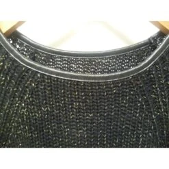 Autre Marque Robe Pull En Laine Avec Ganse Cuir Noir -ModeChic Magasin 50566 3