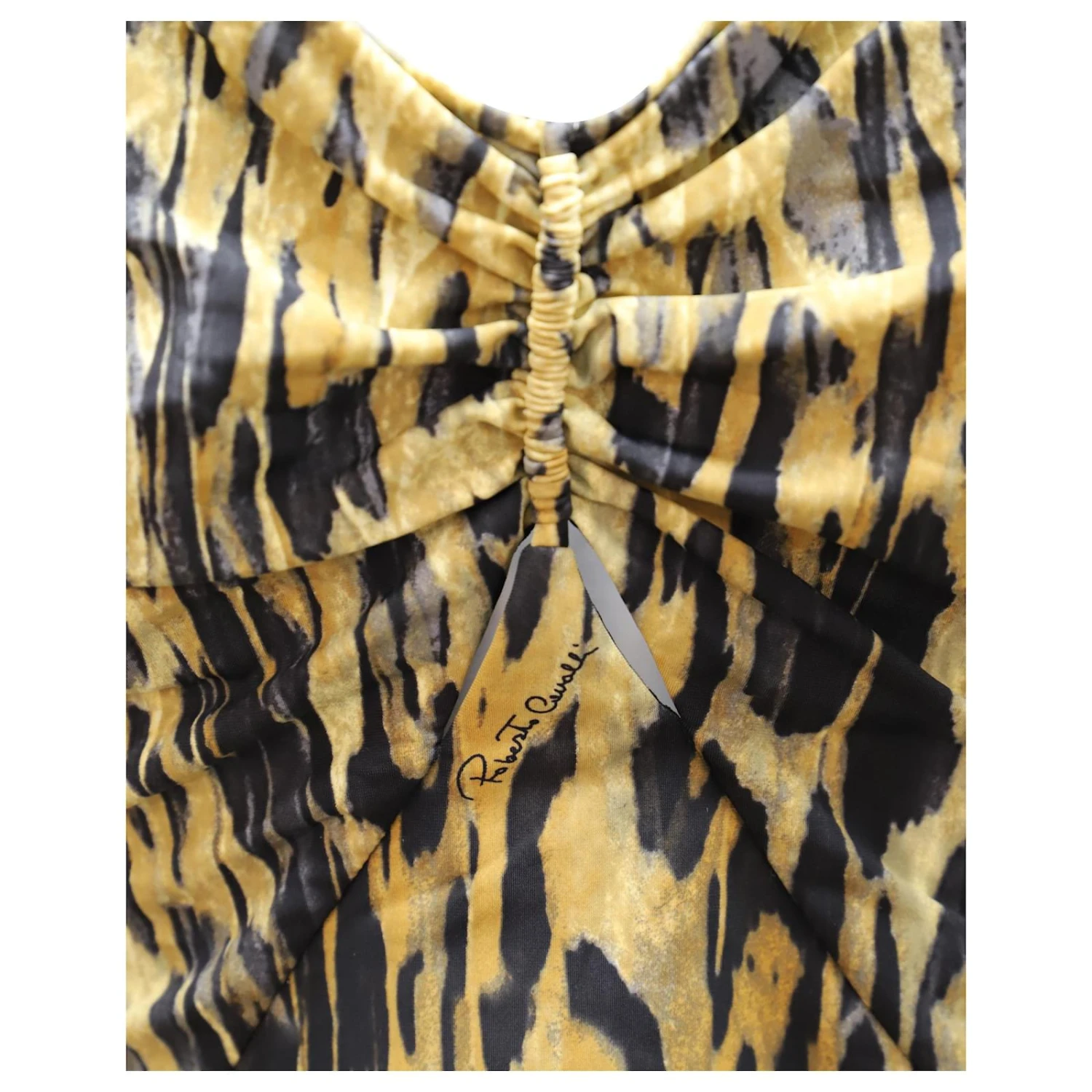 Robe Roberto Cavalli Imprimé Léopard En Nylon Jaune 4 Robe Roberto Cavalli Imprimé Léopard En Nylon Jaune – Image 4