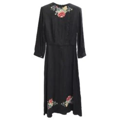 Vilshenko Robe Florale à Manches Longues En Soie Noire -ModeChic Magasin 529213 8