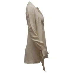 Rachel Zoe Mini Robe à Col Cravate En Viscose Blanche Écru -ModeChic Magasin 530054 3