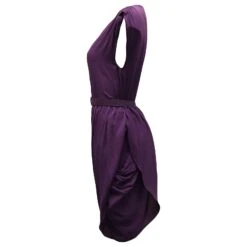Alice + Olivia Robe Ourlet Asymétrique Avec Ceinture En Soie Violette -ModeChic Magasin 530257 4