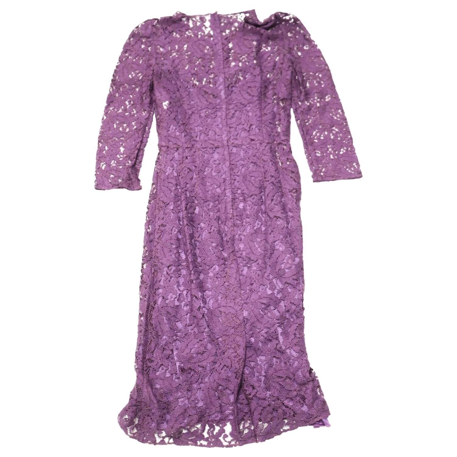 Dolce & Gabbana Dolce And Gabbana Robe En Dentelle à Manches Trois-quarts En Polyester Violet 2 Dolce & Gabbana Dolce And Gabbana Robe En Dentelle à Manches Trois-quarts En Polyester Violet – Image 2