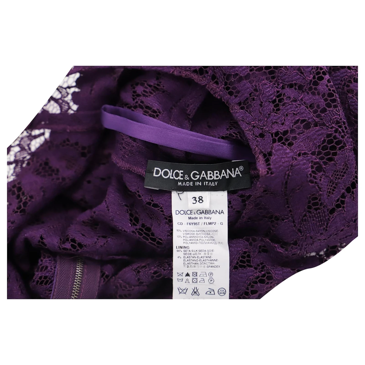 Dolce & Gabbana Dolce And Gabbana Robe En Dentelle à Manches Trois-quarts En Polyester Violet 3 Dolce & Gabbana Dolce And Gabbana Robe En Dentelle à Manches Trois-quarts En Polyester Violet – Image 3