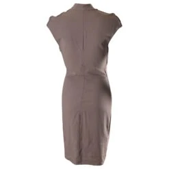 Helmut Lang Robe à Mancherons Torsadée Sur Le Devant En Laine Grise -ModeChic Magasin 567723 3