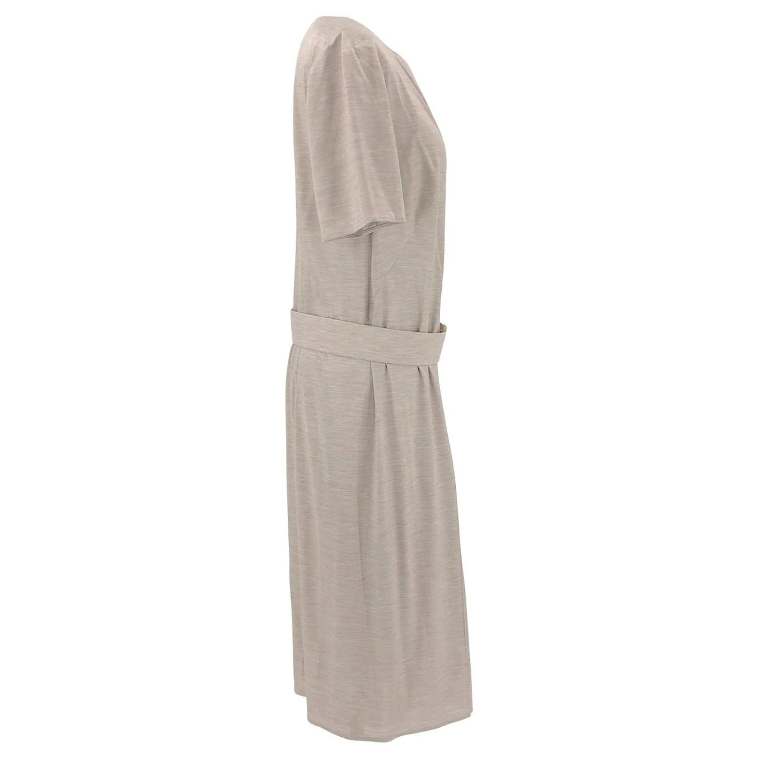 Robe De Jour Akris En Soie Tissée Beige Avec Slip Et Ceinture Blanc Écru 3 Robe De Jour Akris En Soie Tissée Beige Avec Slip Et Ceinture Blanc Écru – Image 3