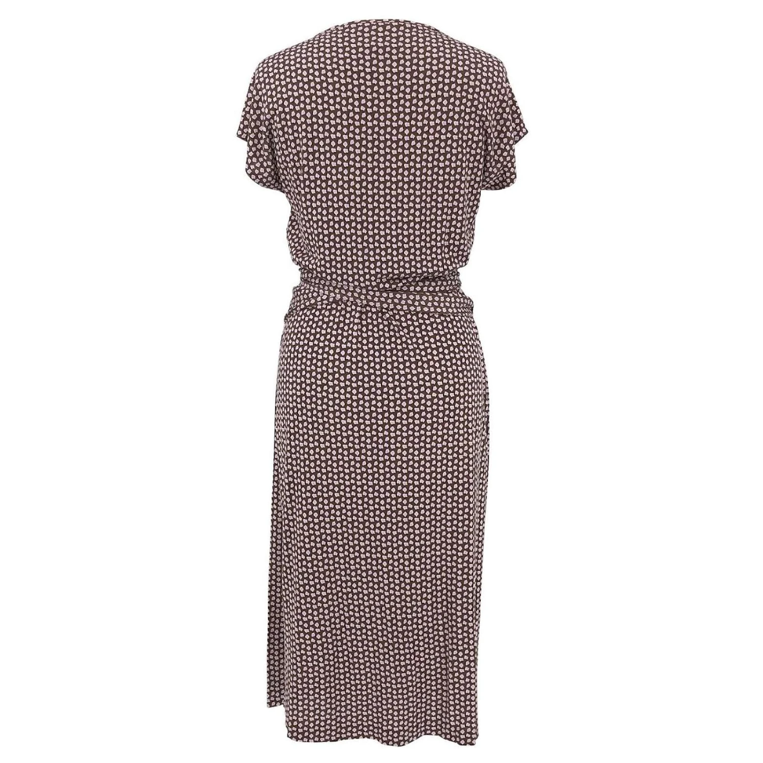 Diane Von Furstenberg Robe Portefeuille DVF à Mancherons En Jersey De Soie Marron à Motif Lilas 2 Diane Von Furstenberg Robe Portefeuille DVF à Mancherons En Jersey De Soie Marron à Motif Lilas – Image 2