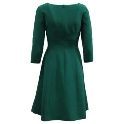 Robe Ajustée Et Évasée Alberta Ferretti En Soie Verte -ModeChic Magasin 570944 3
