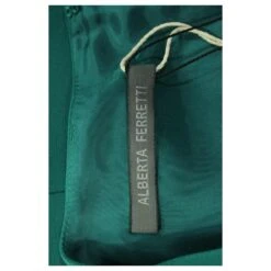Robe Ajustée Et Évasée Alberta Ferretti En Soie Verte -ModeChic Magasin 570944 4