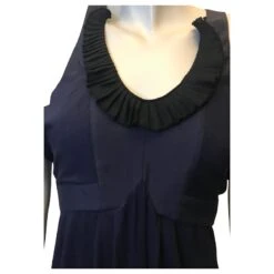 Robe En Soie Mélangée Vanessa Bruno Noir Bleu Marine -ModeChic Magasin 572347 3