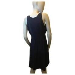 Robe En Soie Mélangée Vanessa Bruno Noir Bleu Marine -ModeChic Magasin 572347 6