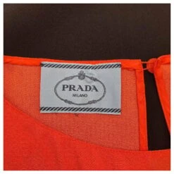 Robe Droite Prada En Soie Orange Et Noire -ModeChic Magasin 577360 4