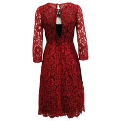 Dolce & Gabbana Dolce And Gabbana Robe Mi-longue En Dentelle En Rayonne Rouge -ModeChic Magasin 577951 3
