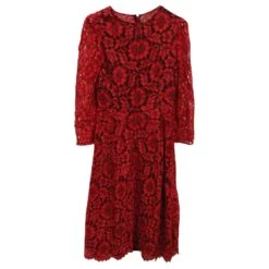 Dolce & Gabbana Dolce And Gabbana Robe Mi-longue En Dentelle En Rayonne Rouge -ModeChic Magasin 577951 6