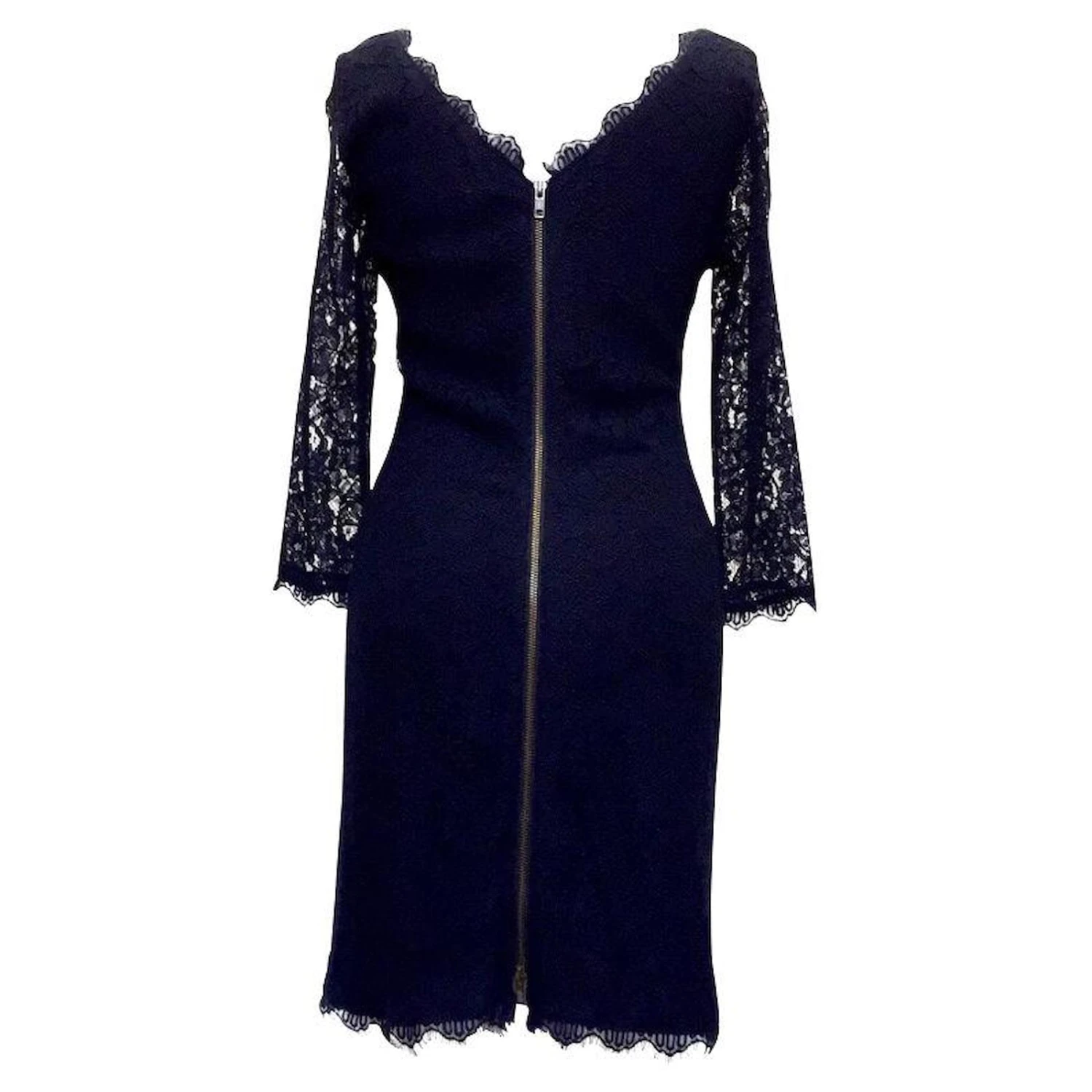 Diane Von Furstenberg Robe Droite DVF En Dentelle Marine Bleu 2 Diane Von Furstenberg Robe Droite DVF En Dentelle Marine Bleu – Image 2