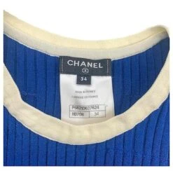 Mini Robe Chanel En Stretch Bleu électrique Avec Bordure Blanche -ModeChic Magasin 587293 6