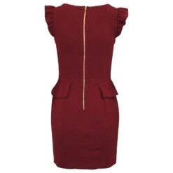 Sandro Paris Robe Peplum Resonance En Polyester Bordeaux Rouge -ModeChic Magasin 592957 3
