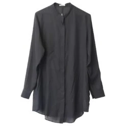 Acne Studios Robe Chemise Fendue Au Dos En Polyester Noir -ModeChic Magasin 614223 4