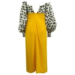 Carolina Herrera Robe à Pois Et Epaule Dénudée En Soie Jaune -ModeChic Magasin 617691 3