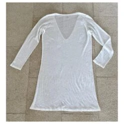 Majestic Tunique Ou Robe T-Shirt Droite 100% Lin écru T.2 Crème -ModeChic Magasin 625975 2