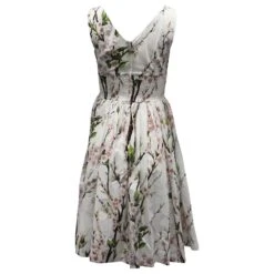 Dolce & Gabbana Robe Mi-longue à Imprimé Floral En Coton Blanc -ModeChic Magasin 630237 3