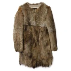 Robe Manteau Longue Maje En Fourrure De Lapin Marron -ModeChic Magasin 630906 4