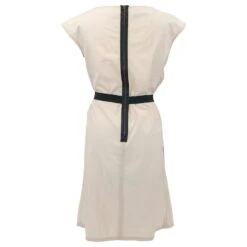 Robe Lanvin En Coton Beige Avec Ceinture Noire Blanc Écru -ModeChic Magasin 639127 2