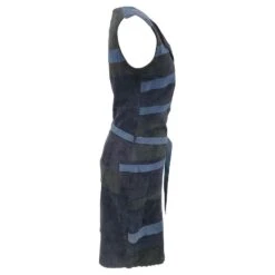 Robe Jitrois En Daim Stretch Avec Patchwork Bleu Et Noir -ModeChic Magasin 639286 3