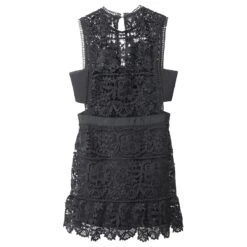 Self Portrait Mini Robe Sans Manches évasée Self-Portrait En Dentelle De Polyester Noire -ModeChic Magasin 641394 5