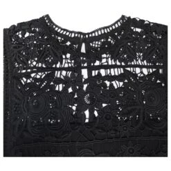 Self Portrait Mini Robe Sans Manches évasée Self-Portrait En Dentelle De Polyester Noire -ModeChic Magasin 641394 6