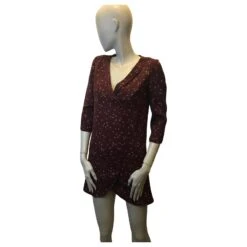 Robe Fleurie Manches 3/4 Sézane Bordeaux -ModeChic Magasin 649159 4