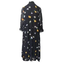 Ganni Robe Mi-longue à Volants The Kate En Viscose Imprimée Noire -ModeChic Magasin 655862 4