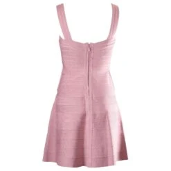Robe Bandage Herve Leger Sans Manches A-Line En Rayonne Rose -ModeChic Magasin 655904 3