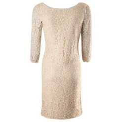 Diane Von Furstenberg Robe En Dentelle Zarita à Manches Longues En Rayonne Beige -ModeChic Magasin 662135 3