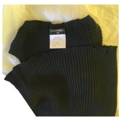 Robe En Laine Côtelée Noire Chanel -ModeChic Magasin 662976 6