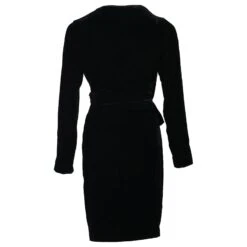 Diane Von Furstenberg Robe Portefeuille à Manches Longues En Velours De Rayonne Noir -ModeChic Magasin 671533 3